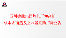 德勝集團煉鐵廠3#高爐 軟水表面蒸發空冷器招標公告